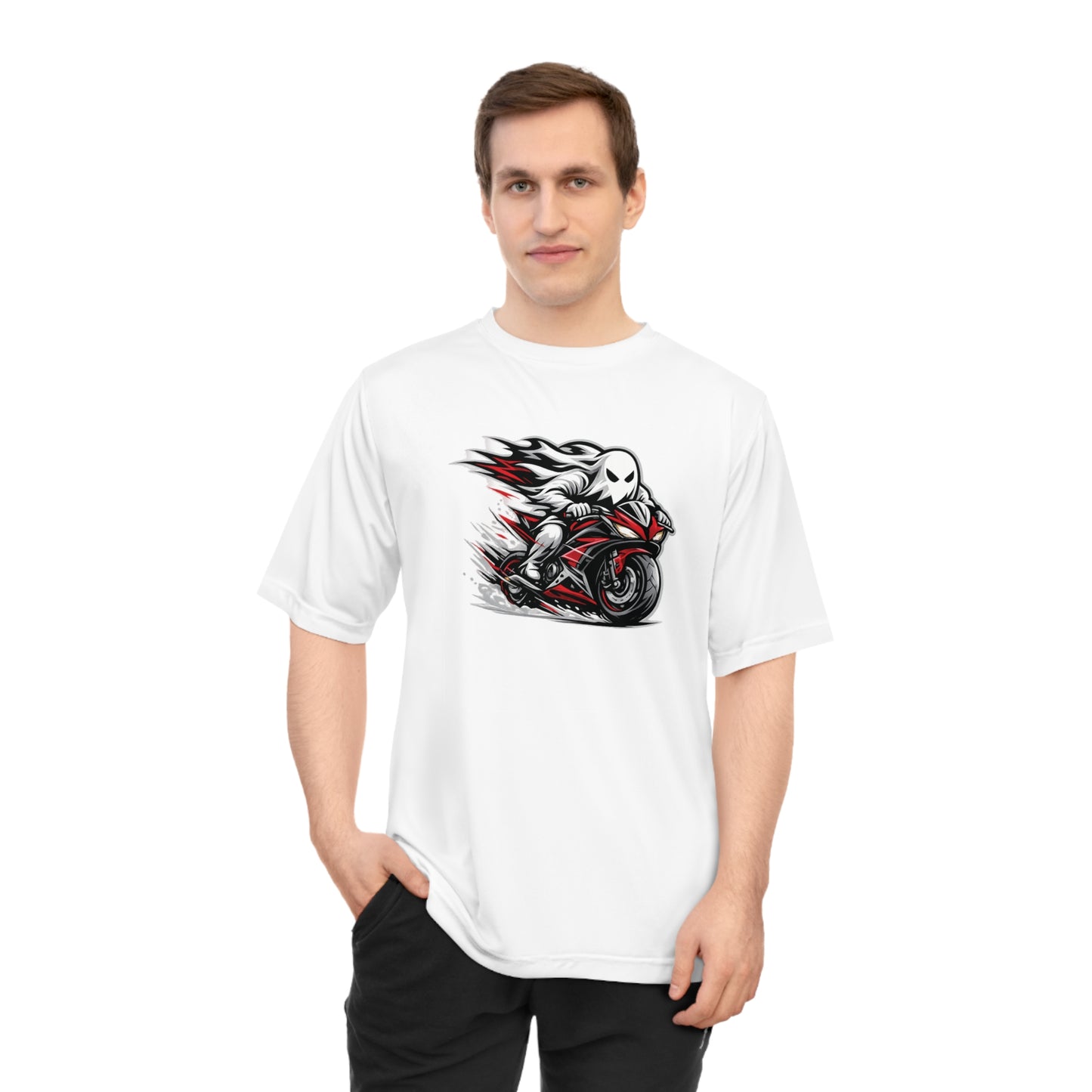 Motorcycle Ghost Rider T‑Shirt — Fast Red Sportbike Graphic