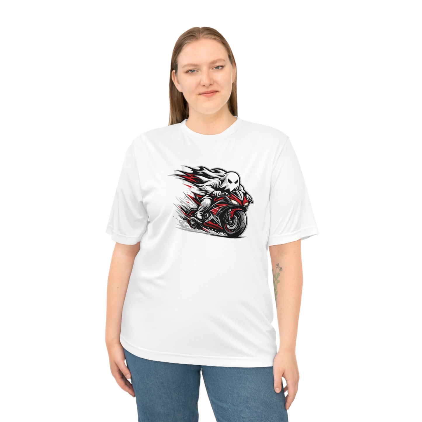 Motorcycle Ghost Rider T‑Shirt — Fast Red Sportbike Graphic