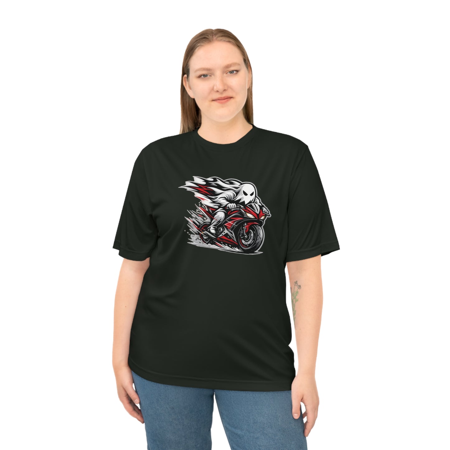 Motorcycle Ghost Rider T‑Shirt — Fast Red Sportbike Graphic